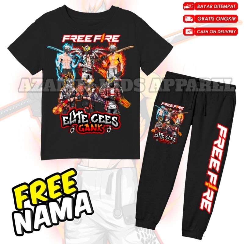 (BISA COD) Setelan Kaos Celana Jogger Anak FF Elite Cees Karakter FF Free Fire / Setelan Kaos Jogger