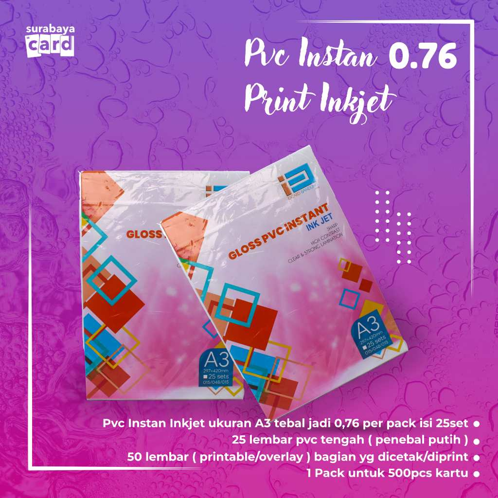 

Bahan PVC instan Inkjet / Mirror ukuran A3 print inkjet 1 pack