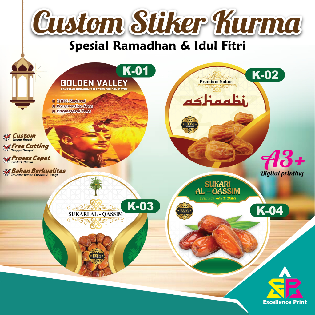 

Stiker lable kurma / sticker kurma custom kualitas premium