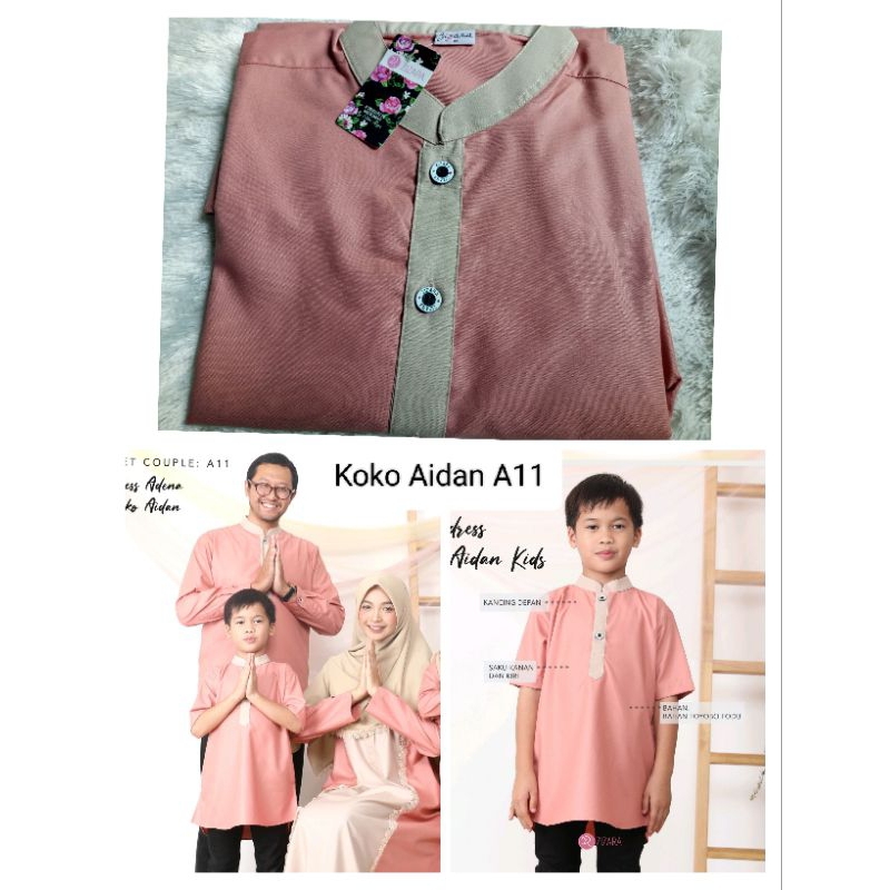 Adena Aidan A11 Sarimbit Zizara Bisa Order Terpisah Gamis Ibu/Anak Segi Empat Mika Koko Dewasa Ayah 