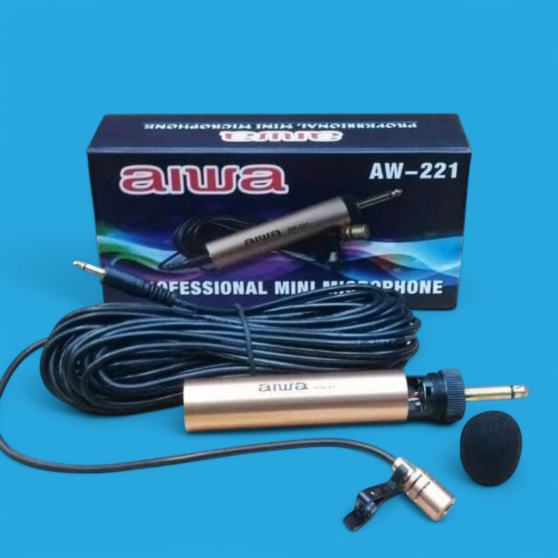 AIWA AW 221 Mic Kabel Clip On Mikropon Imam Mikrofon Jepit Condensor  Mik