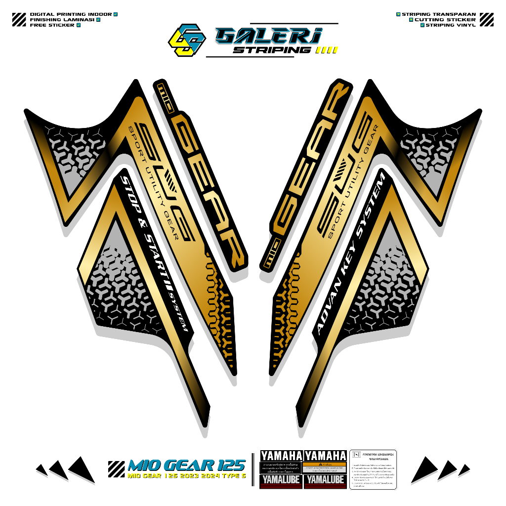 STRIPING YAMAHA GEAR 125 TYPE S MOTIF 2 STICKER GEAR 125 2023 2024 STIKER LIST MOTOR GEAR STANDAR