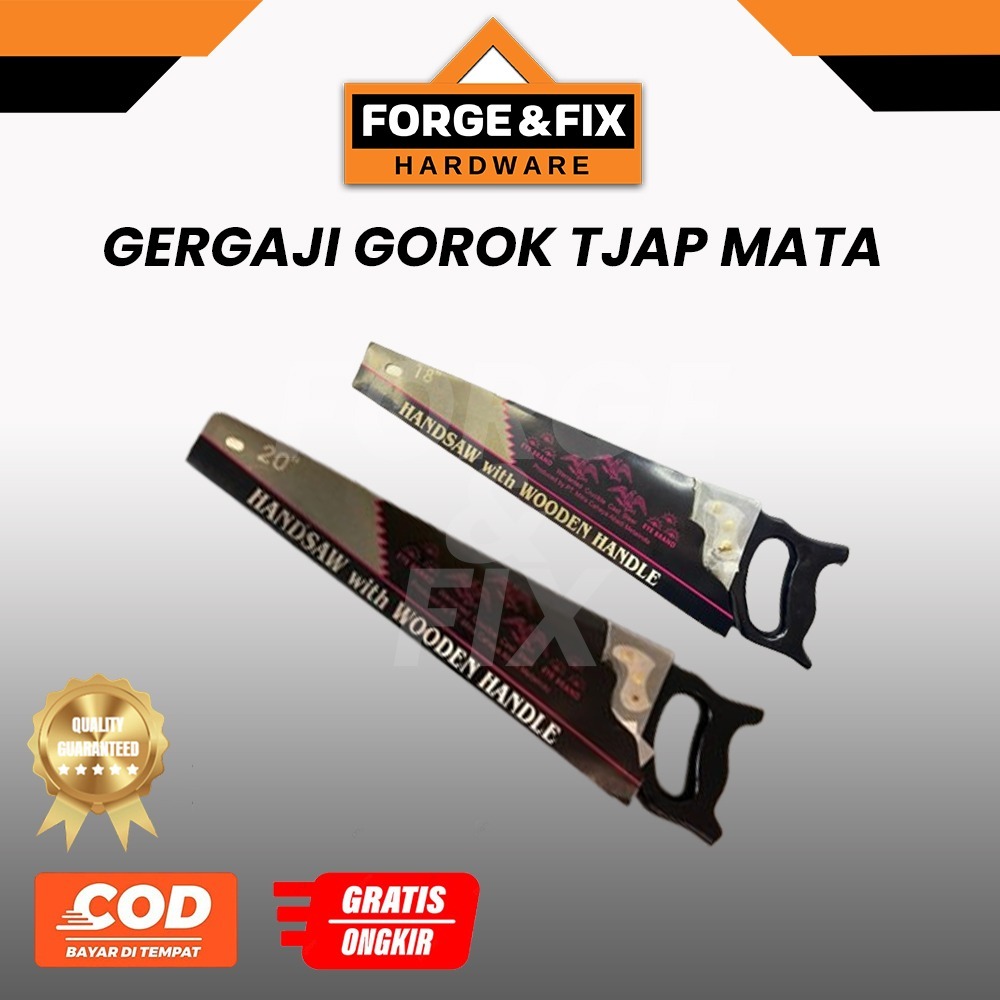 

TJAP MATA Gergaji Tangan Graji Gorok 3 Asah Gagang Kayu Penggaris Handsaw 18 20 INCH