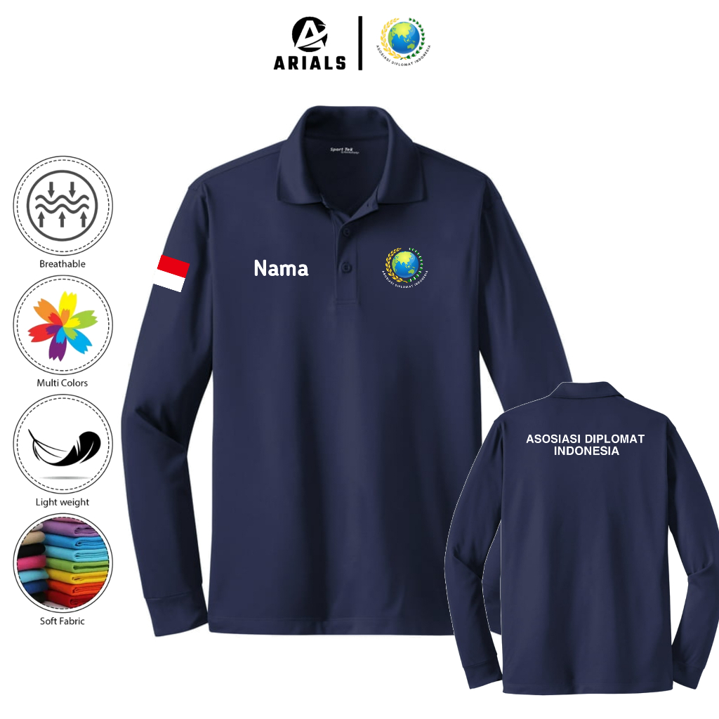 Arials Polo shirt Baju Kaos Kerah Lengan Panjang Asosiasi Diplomat Indonesia