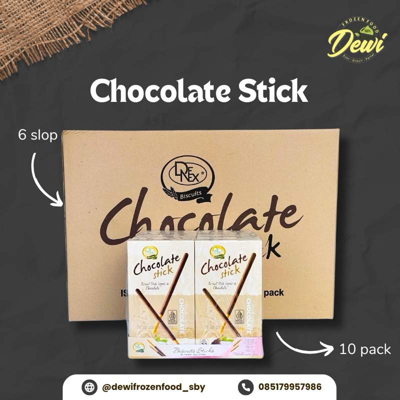 

Denex flavour biscuit stick Chocolate / denex stik coklat 1 dos isi 10 slop