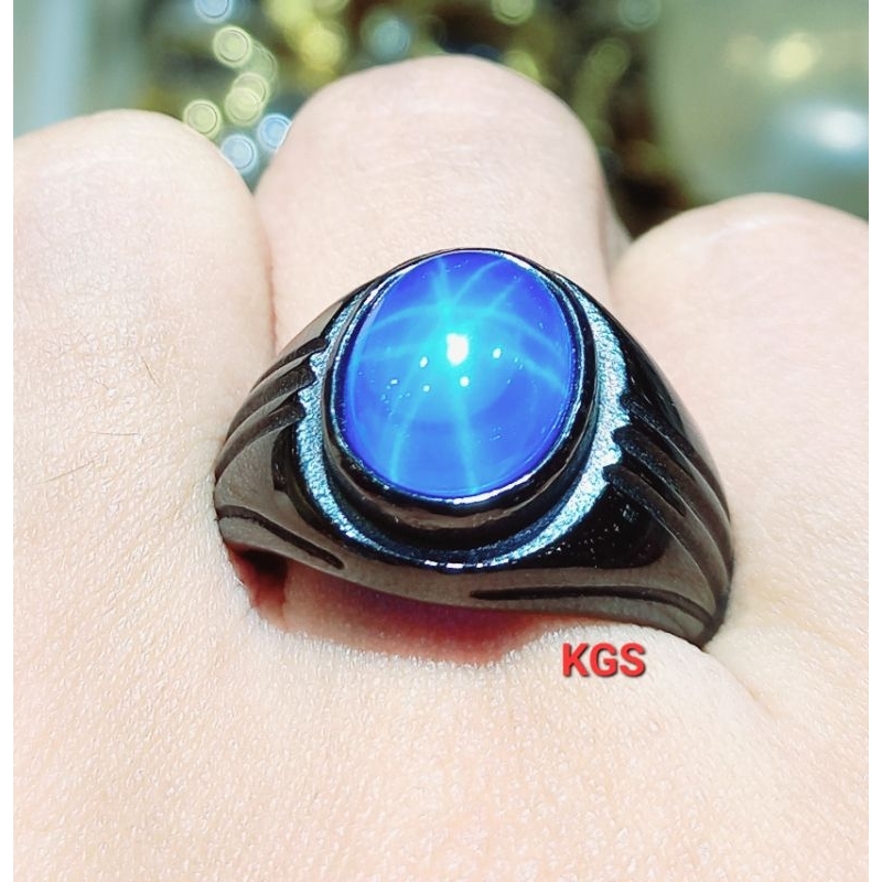 CINCIN BATU SAFIR STAR BLUE SELON CATAM AMERIKAN KUALITAS SUPER BANGKOK sudah SIAP PAKAI