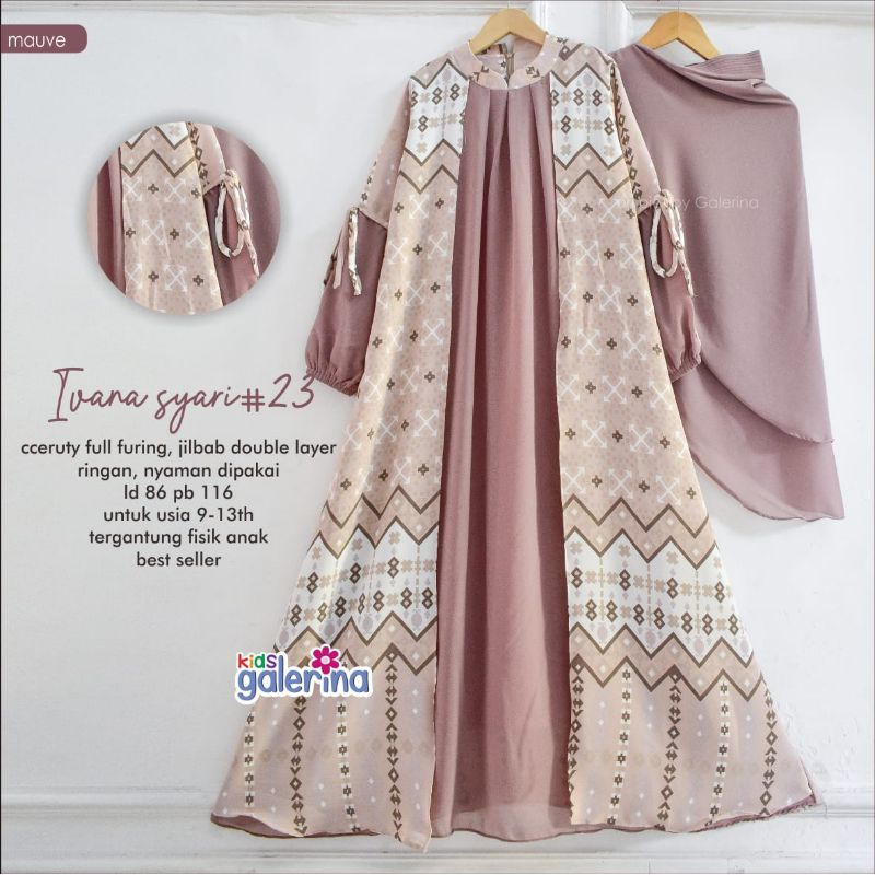 Ivana azrina set syari // gamis anak // gamis set hijab // qila syari/salsa syari kisaran 9-13 th fa