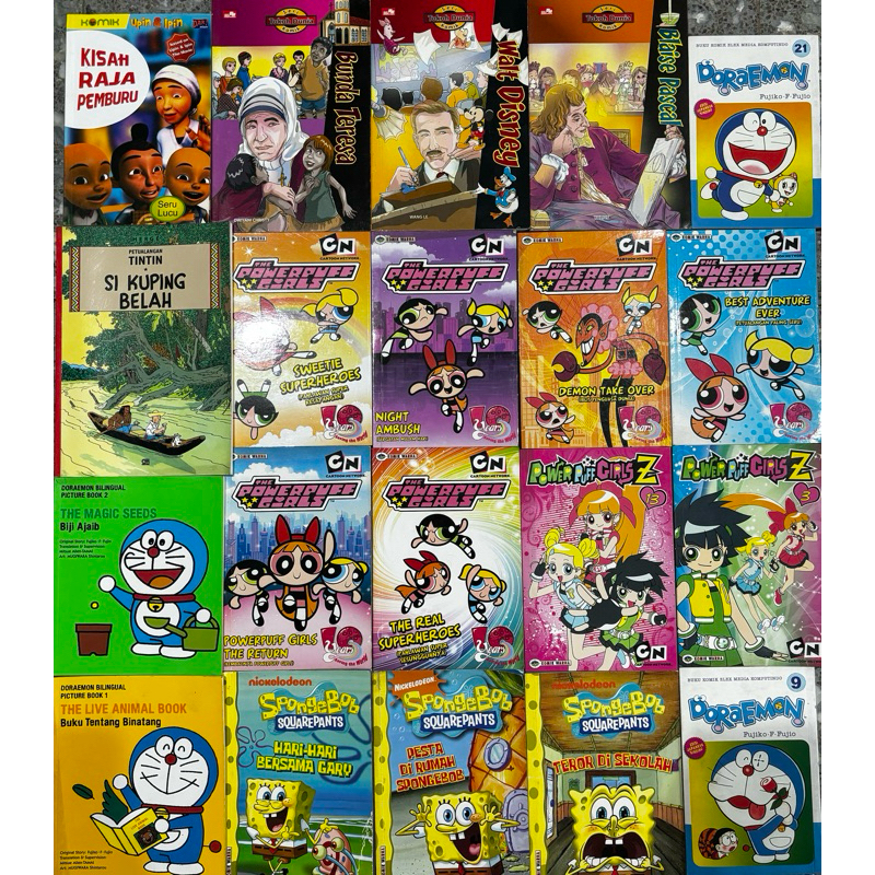 PRELOVED KOMIK POWER PUFF GIRL | KOMIK SPONGEBOB MURAH | SERI KOMIK DUNIA | KOMIK ANAK UPIN IPIN