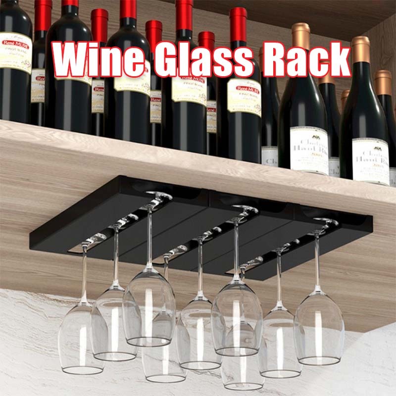 Gantungan Gelas Mini Bar Rak Gelas Gantung Free Skrup Tempat Gelas Rak Gelas Dinding Tempel Rak Cang