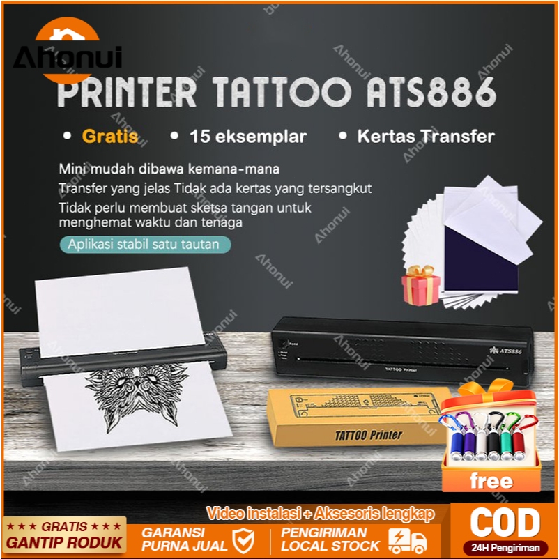 Original ATS886 Printer Tatto&2 Tahun GaransiMesin Tato Transfer/Alat Printer Mini/USB&Printer