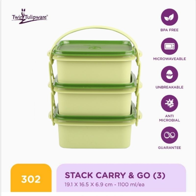 Twin Tulipware Stack Carry and Go SCAG RANTANG SUSUN 3 Bisa Untuk Mengukus Tulipware Kita