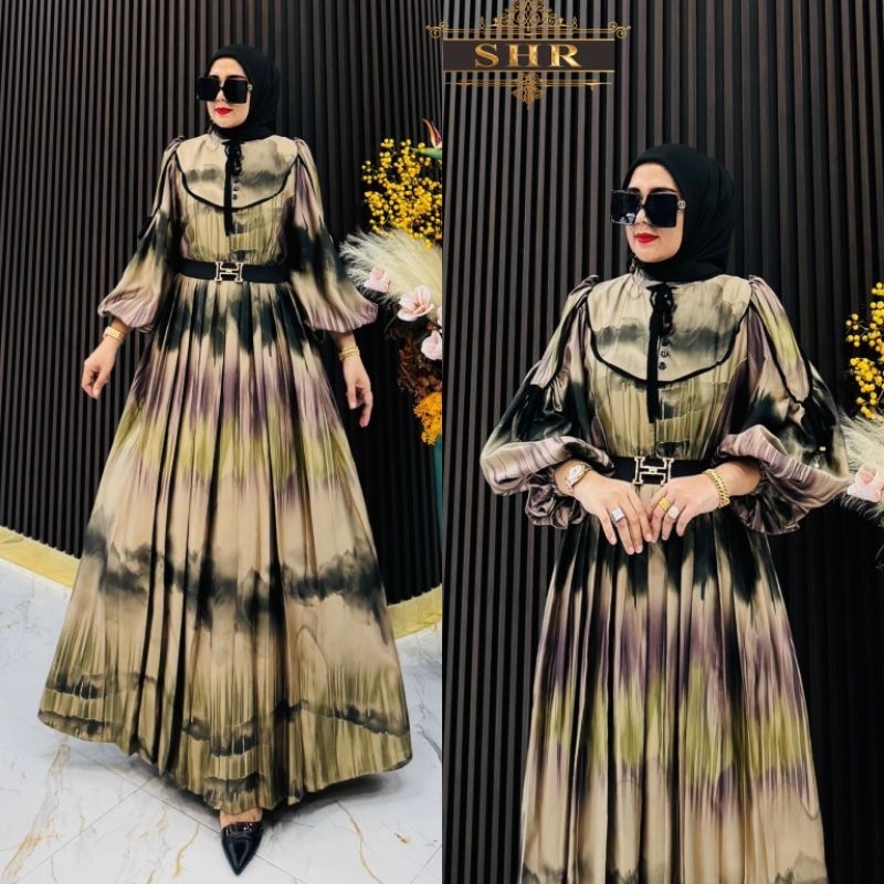 Shr Maxi Dress Satin Sage/Ungu Ld 106-115 Pj 140