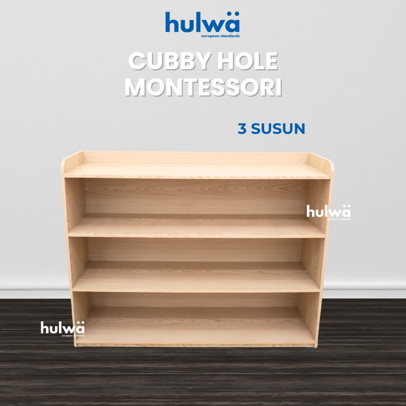 Rak Montessori Large Cubby Hole Kayu Rak Penyimpanan Serbaguna Loker Kayu Paud