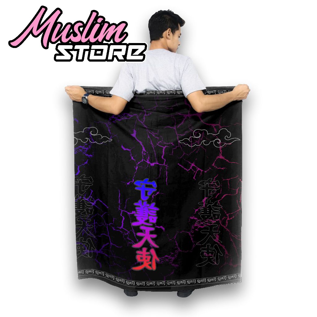 Sarung Dewasa Kasual Printing Motif Anime Ombak Jepang Kitsune Tulisan Japan Sword Sasuke Muslim Pri