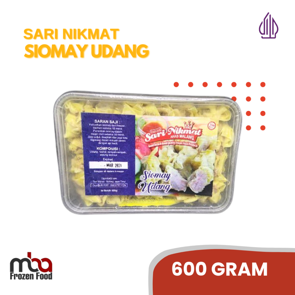 

Sari Nikmat Siomay Udang 20 pcs 500 gr /Siomay /Ikan /Nugget /Dimsum /Frozenfood /Makananringan /Camilan /OlahanIkan /Oleholeh /Steamboat /Grill /Gorengan