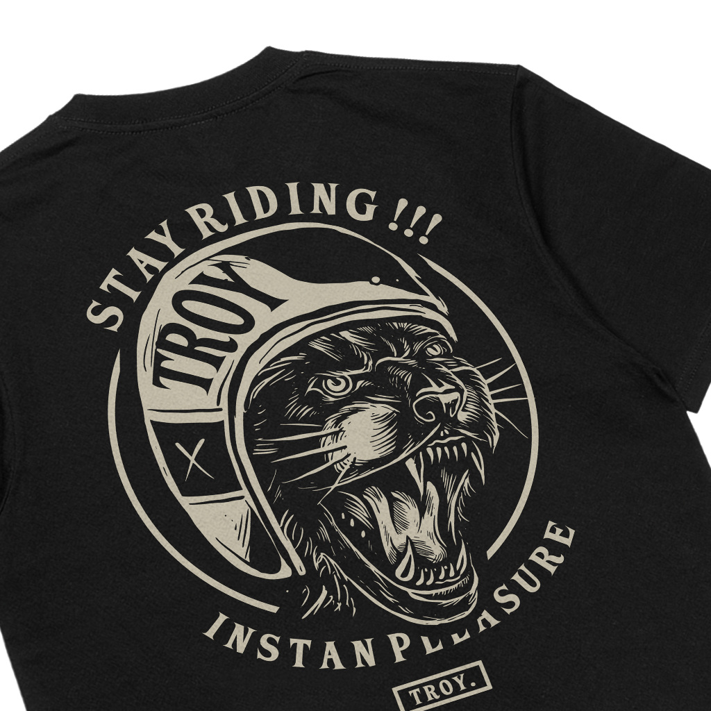 Troy Company Tshirt Black Stay Riding - Kaos Pria Lengan Pendek Hitam MT 2853