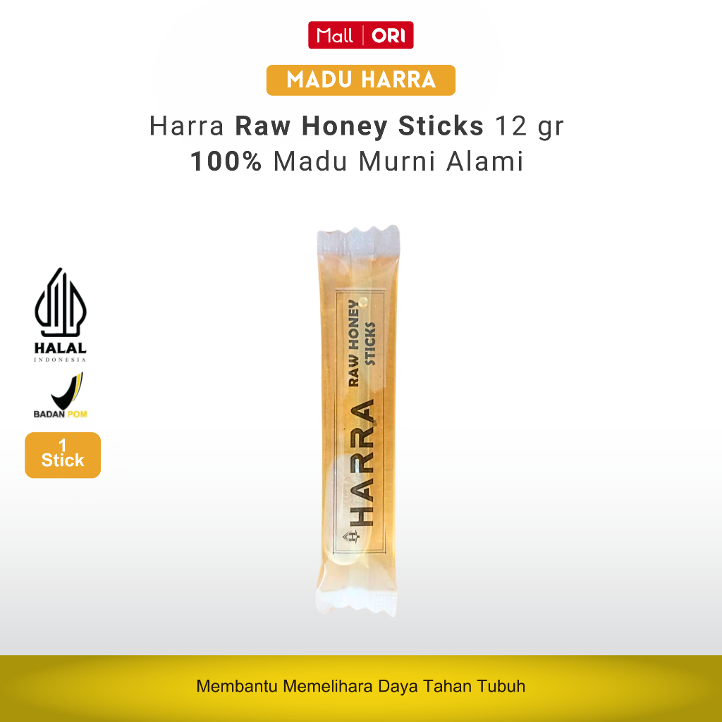 

Madu Harra Raw Honey Sticks 100% Madu Murni Alami BPOM 12gr - 1 Sachet