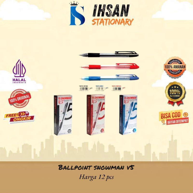 

Ballpoint Snowman V5 Isi 12 Pcs (1 Lusin)
