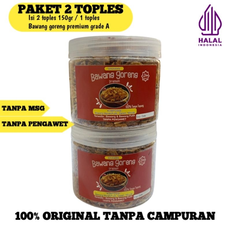 

PAKET HEMAT 2 Toples 300gr Bawang Merah Goreng Premium. Brambang Goreng Original Tanpa Campuran