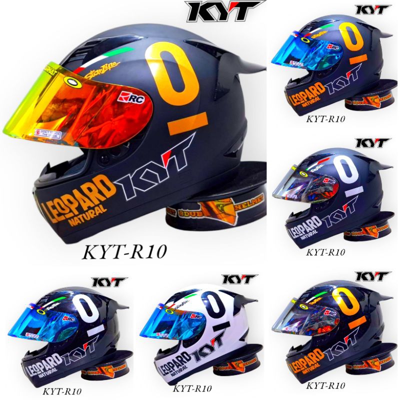 Helm KYT r10 black glos paket ganteng original KYT