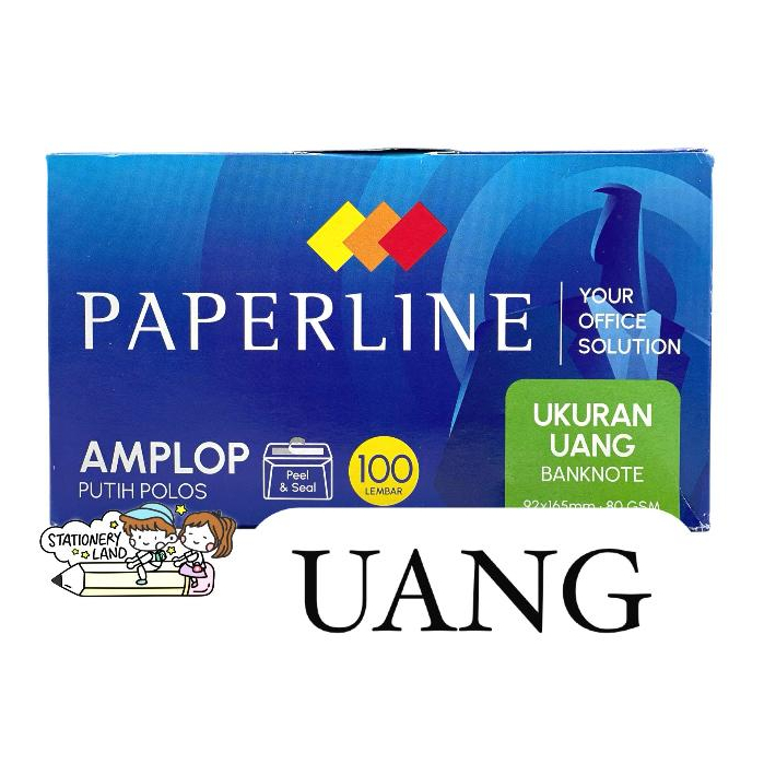 

( StaLand ) AMPLOP PAPERLINE UKURAN UANG Buklet Putih Polos 92 x 165 mm Dengan Lem / Seal Pengaman