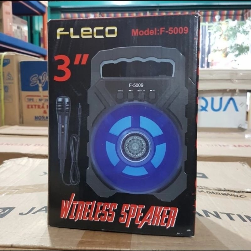 Fleco Speaker Portable Wireless Bluetooth + Mic Fleco F-5009 Murah Suara Besar