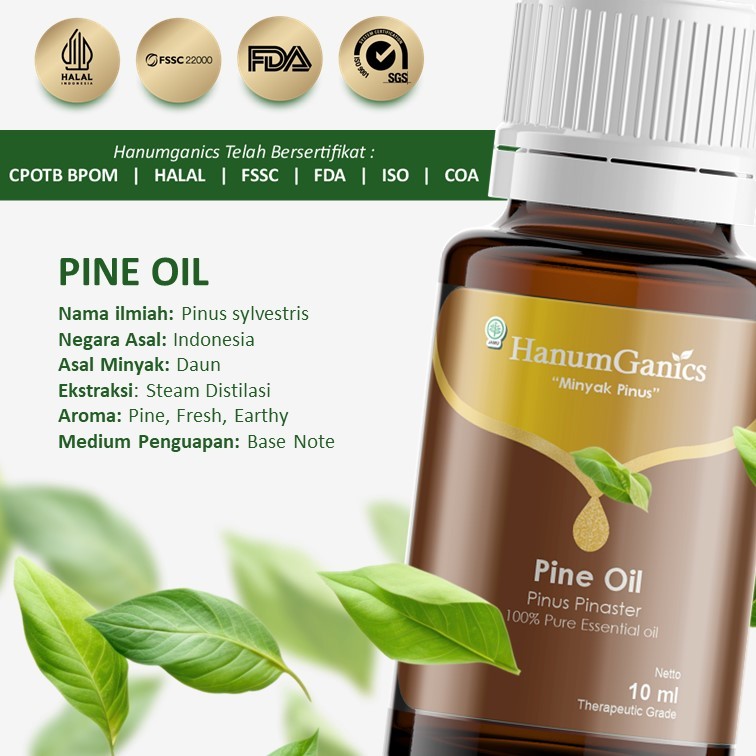 Hanumganics Herbal Pine Oil Minyak  Daun Pinus 100% Murni aromaterapi Atsiri Essensial Diffuser Pure