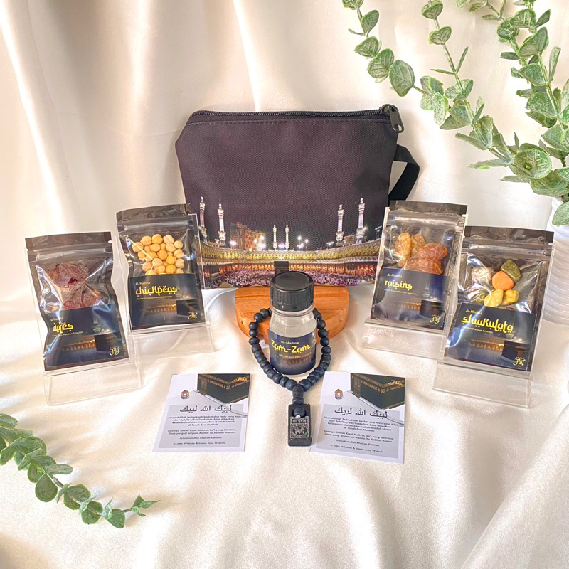

Aisyah Set Pouch Snack Oleh Oleh Umroh Haji Free Kartu Ucapan Air Zam Zam Kacang Kismis Kurma Tasbih Pouch Kabah Makkah