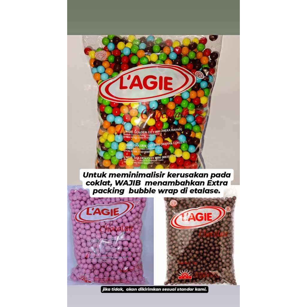 

Lagie L'agie Golden Mini Coklat Kiloan isi Biskuit Warna Warni