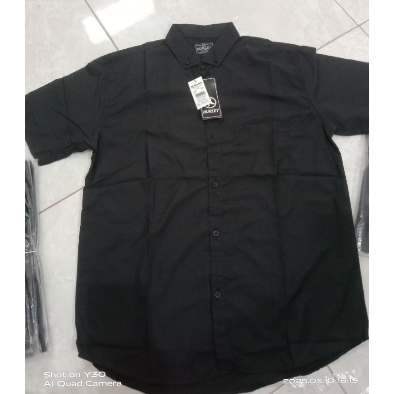 Kemeja polos lengan pendek pria Hurley original