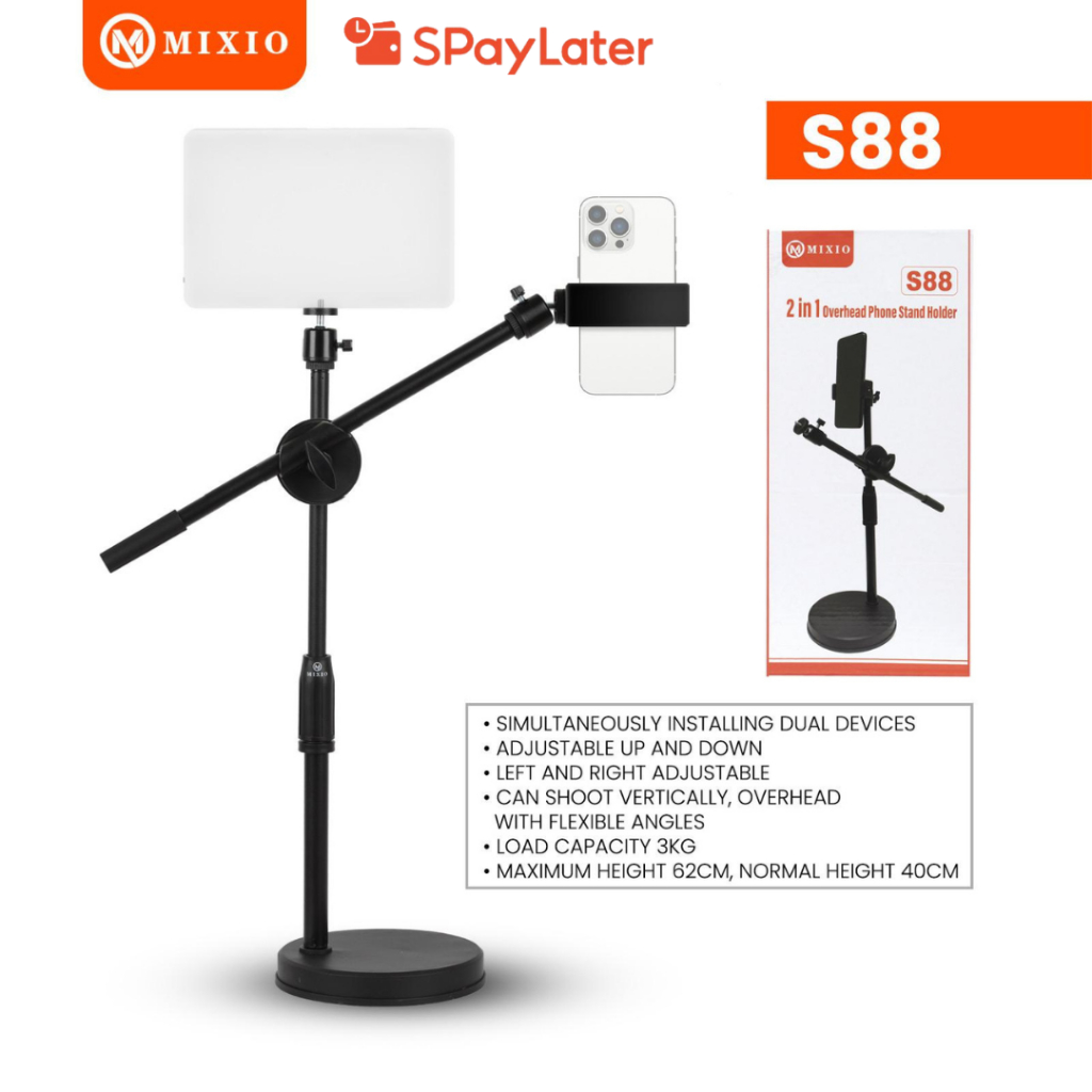 [SPL] MIXIO S88 Overhead Stand Holder Bracket 360° Lampu Fotografi
