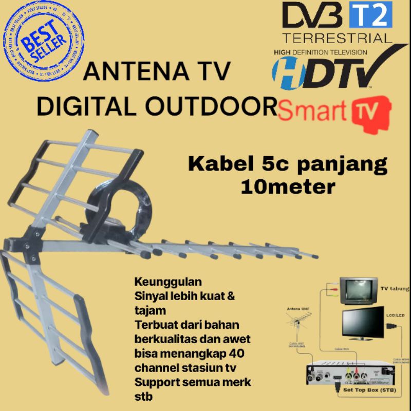 Antena TV digital outdoor indoor super jernih super banyak sinyal untuk semua jenis tv . tv tabung t
