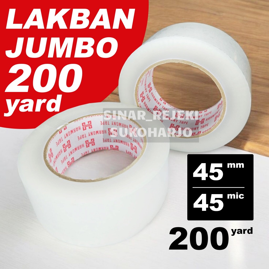 

Harmony Tape Lakban JUMBO Bening 45mm X 200 Yard Ekonomis