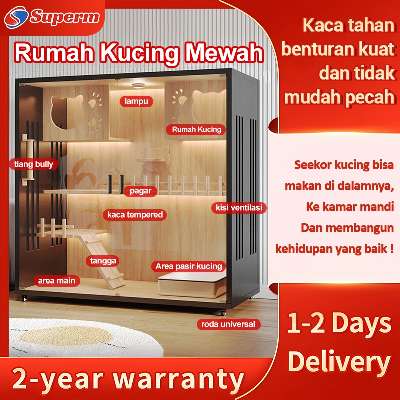 Vila Kucing Mewah/Rumah Kucing/Kandang Kucing Bongkar Pasang/Rumah Kucing Nyaman/Vila Kucing Kayu So