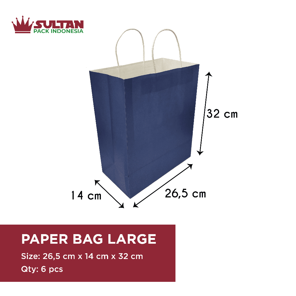 

Paper Bag White Kraft Solid Color Large Besar Warna Dark Blue