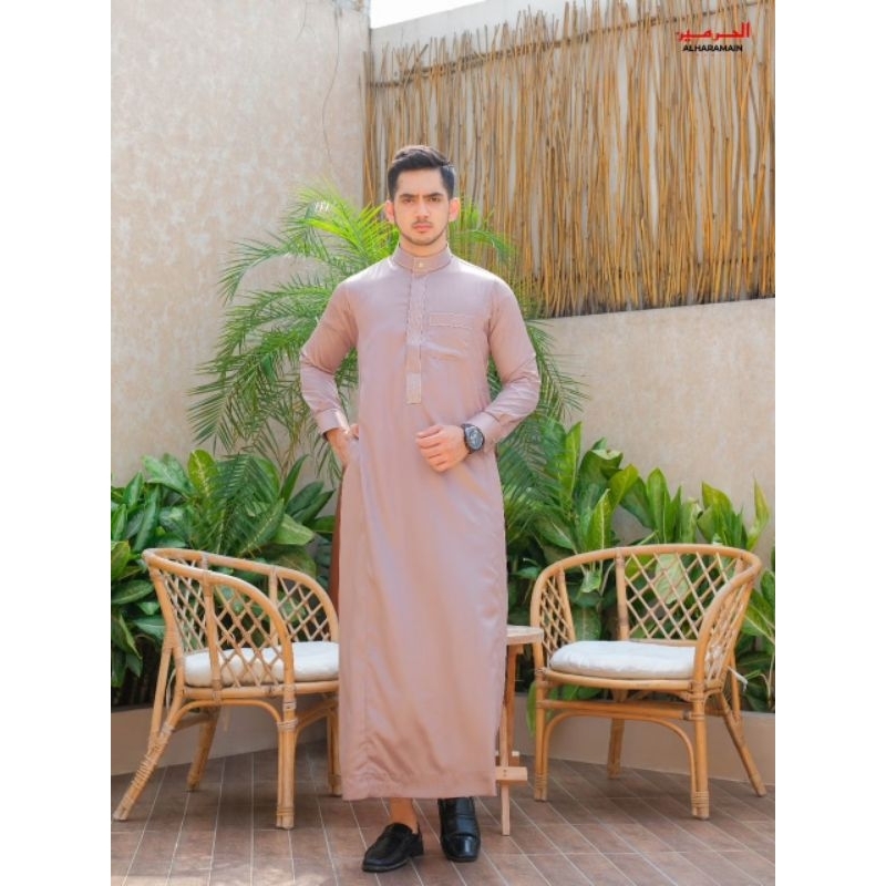JUBAH Gamis Baju Muslim AL-HARAMAIN LENGAN MANSET 25 Mocca Hijau Botol Pria Muslim Dewasa Anak tangg