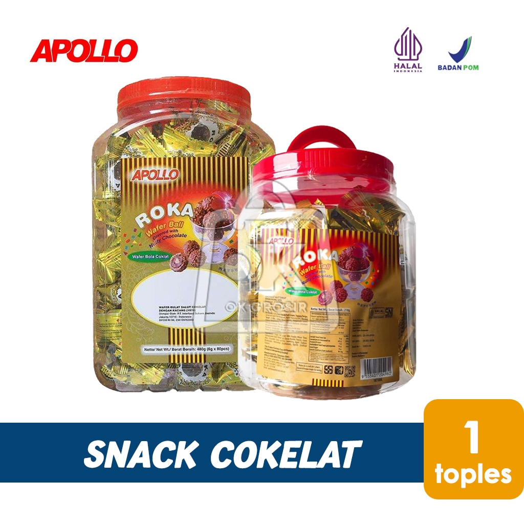

Roka Snack Bola Wafer Cokelat / APOLLO ROKA WAFER BALL CHOCOLATE (1 Toples)
