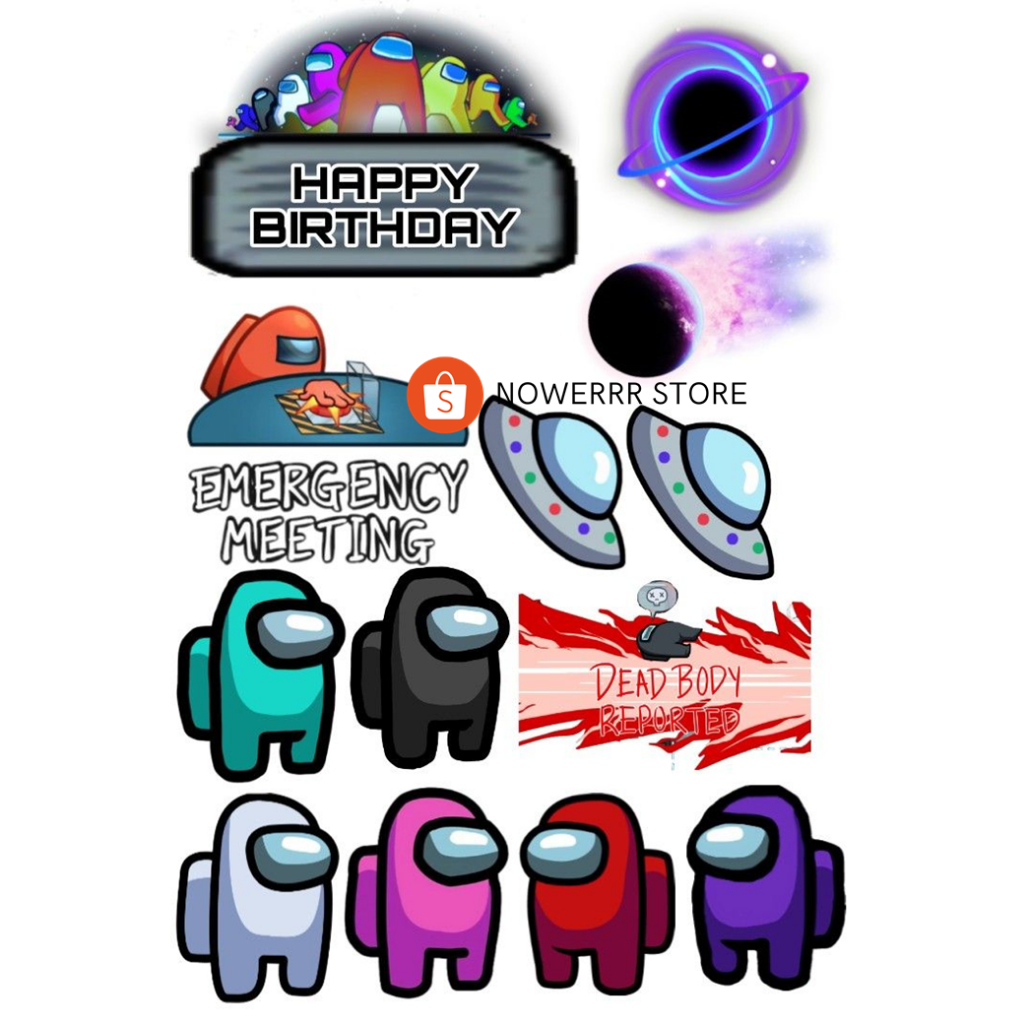 AMONG US/ Topper Tema AMONG US Custom Nama/Hiasan Cake ULTAH Among Us