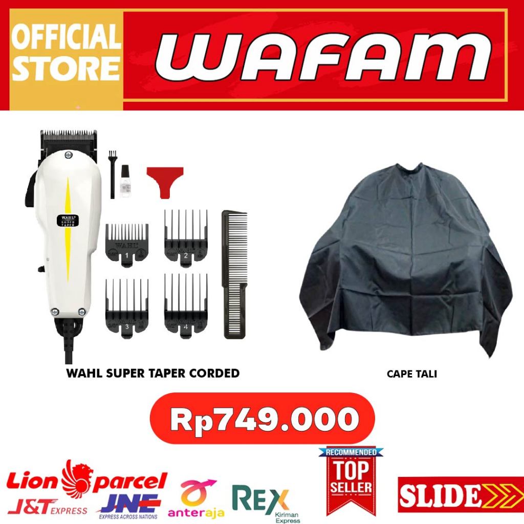 WAHL SUPER TAPER CORDED FULL SET COMPLETE ORIGINAL CLIPPER / MESIN ALAT CUKUR BARBER