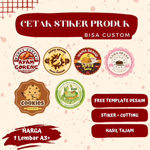 

Stiker Custom Label Produk | Stiker Label Makanan | Stiker Label Gratis Desain & Free Cutting