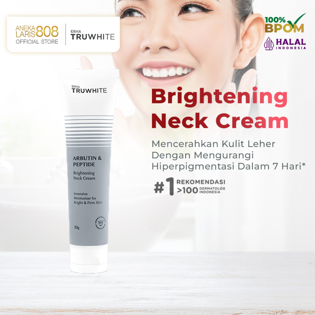 ERHA Krim Pemutih Leher Truwhite Brightening Neck Cream 30g - Arbutin & Peptides