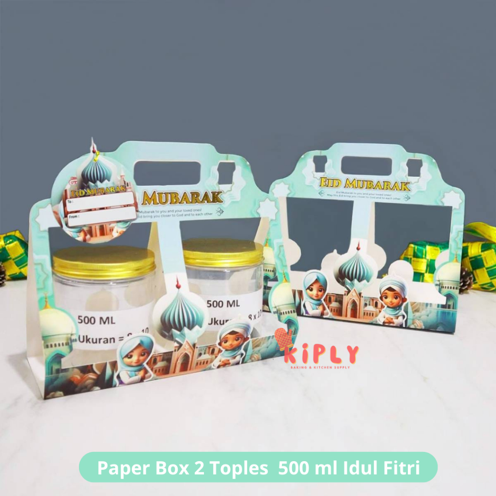 

Paper Box 2 Toples 500 ml Idul Fitri/Box Souvenir Hampers Idul Fitri/ Kotak Kue Lebaran