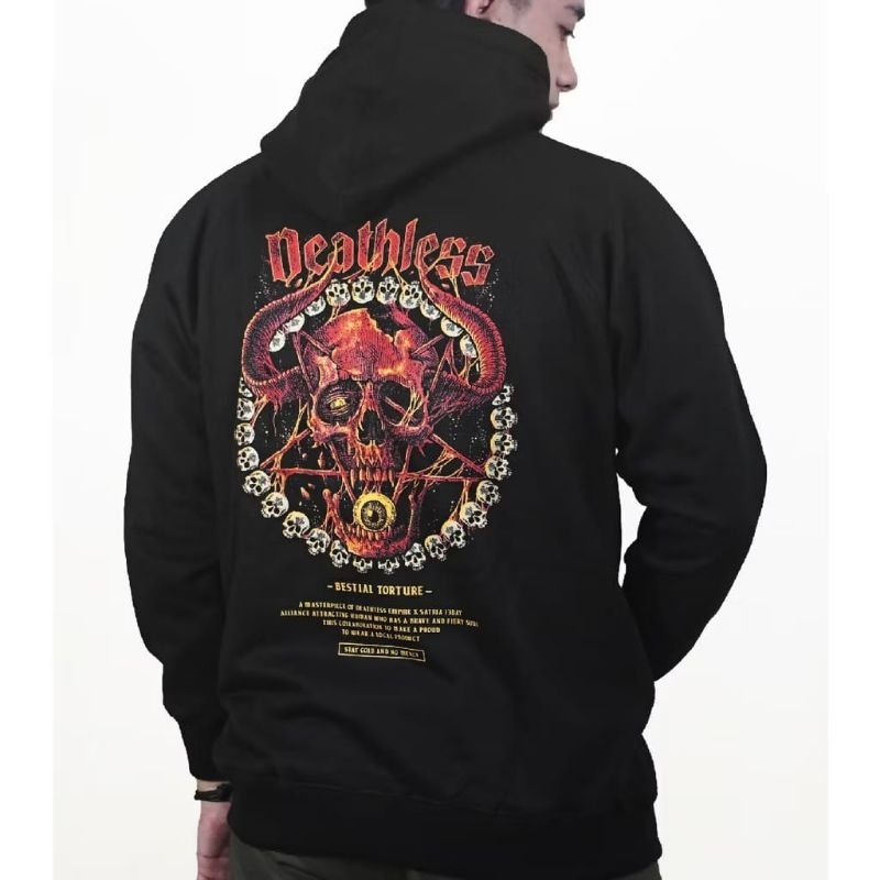 Deathless Sweater Hoodie Cotton Plecce Unisex Black M-XXL