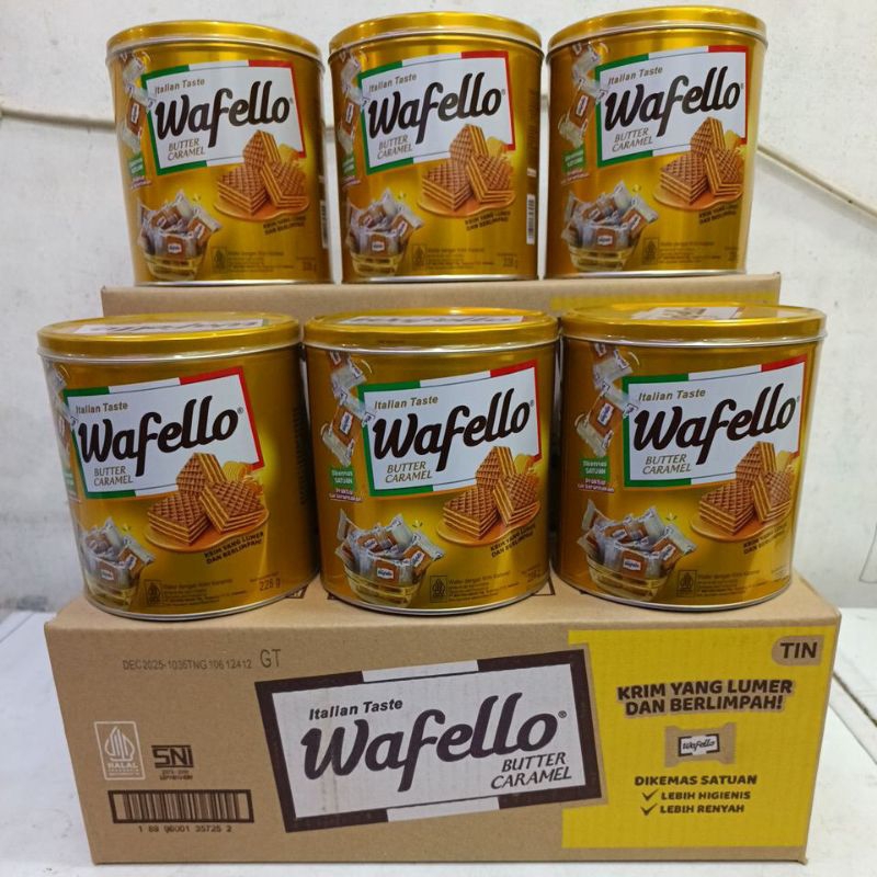 

WAFELLO BUTTER CARAMEL 228g sekarton isi 6 wafello kaleng wafello wafer