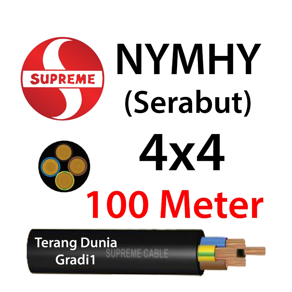 Kabel Serabut 4x4 Roll Kabel Supreme Serabut 4x4 Rol Kabel NYYHY 4x4 Supreme Rol 100meter Kabel Supr