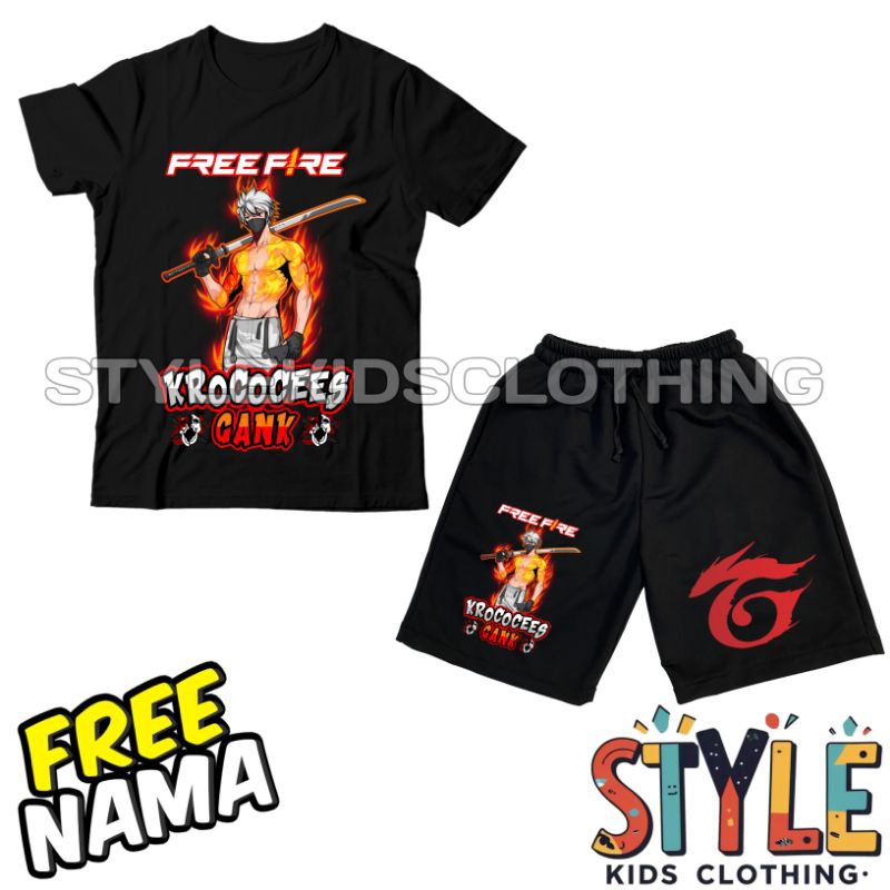 BISA COD Setelan Kaos Anak Celana Anak Karakter Pedang Katana Samurai Kroco Cees Gank Free Nama/Baju