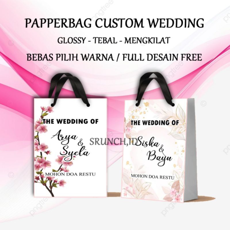 

[ 1PCS] PAPPERBAG WEDDING CUSTOM PREMIUM//FREE DESAIN//FULL COLOUR//FULL DESAIN//