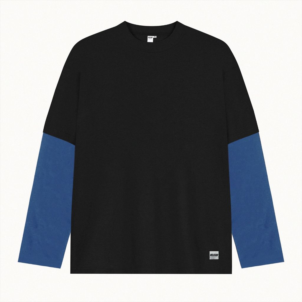 KLEUR T-Shirt Long Sleeve Double Layer Black Deep Blue