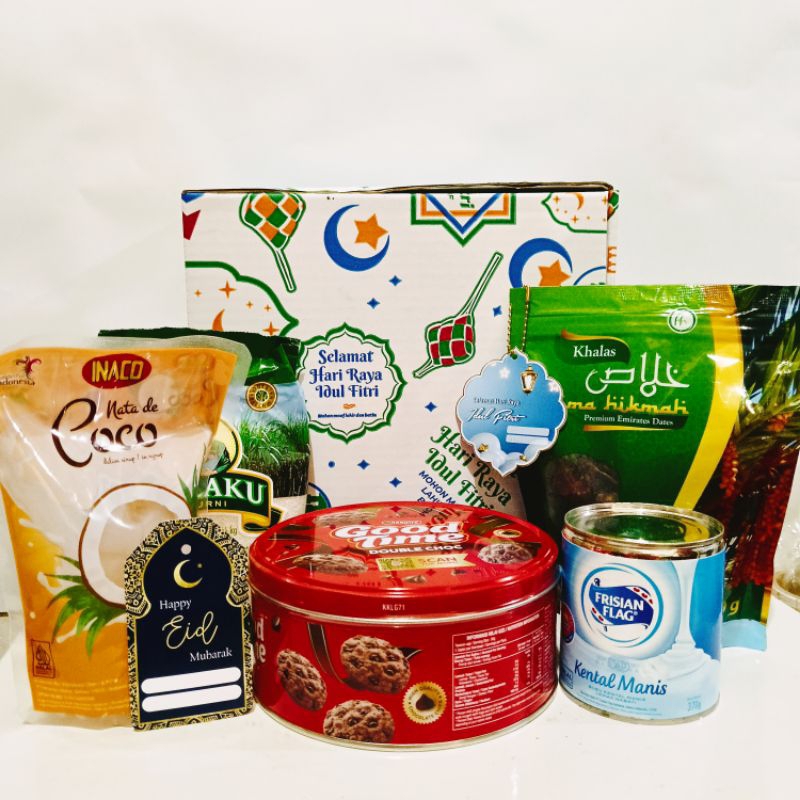 

Parcel Lebaran PL-101 Paket Hampers Lebaran Berisi Gula Pasir, Kurma, Biscuit, Nata de Coco dan Susu SKM Dikemas Dalam Kemasan Hampers Yang Cantik Dilengkapi Kartu Ucapan Selamat Hari Raya Idul Fitri