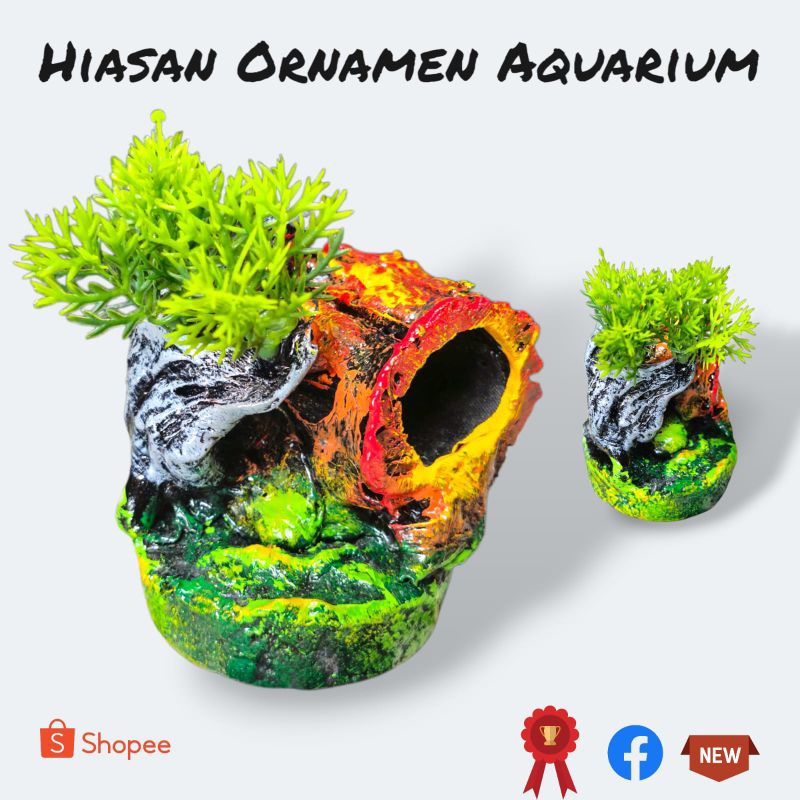 Hiasan Ornamen Aquarium Bonsai Kayu Bolong Mini